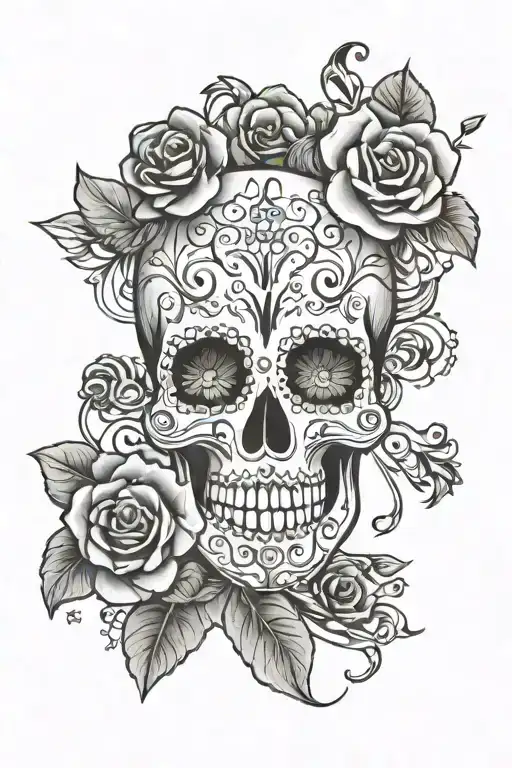 Sugar Skull And Music Notes