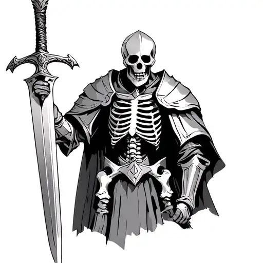 Medeival Skeleton Knight Holding A Sword