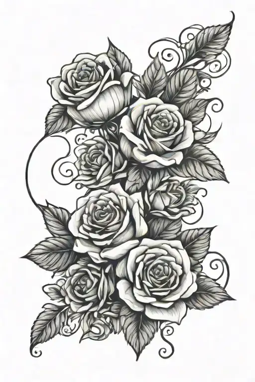 Symbol Resembling December Surrounded By Flowers And Roses