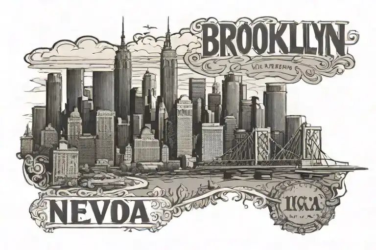 Brooklyn New York Skyline And Vegas Nevada