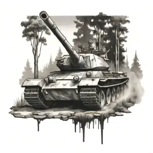 Army Tanks In A Forest Landscape
