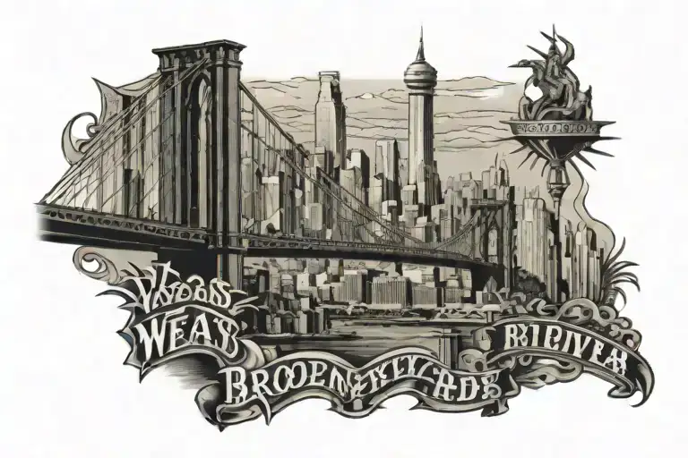 Brooklyn New York Bridge And Vegas Nevada Mountains In The Backround