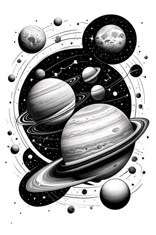 Solar System With All The Planets And Constellation Of Cancer In The Background