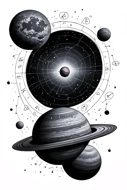 Solar System With Constellation Of Cancer Zodiac Sign