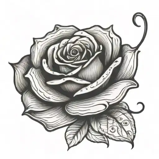 Rose With Long Stem Curving Around Spelling