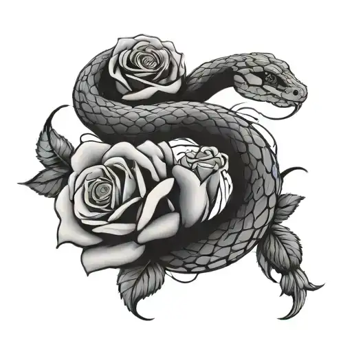 Snake And Rose Intertwined