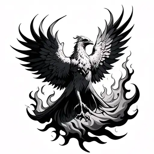 Phoenix Rising From Flames All
