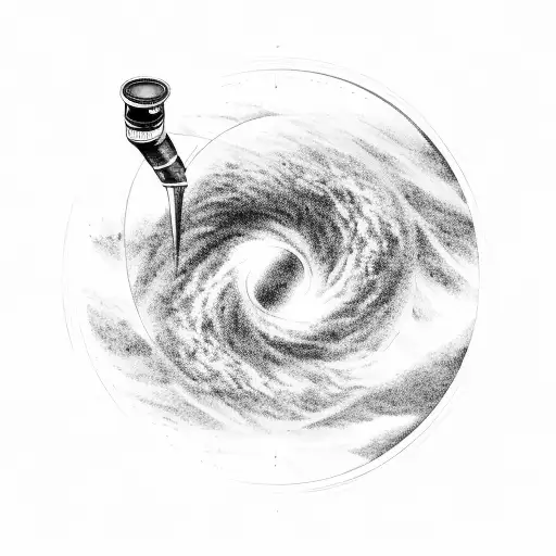 A Realistic Black And Grey Tattoo Of A Telescope Observing The Stars