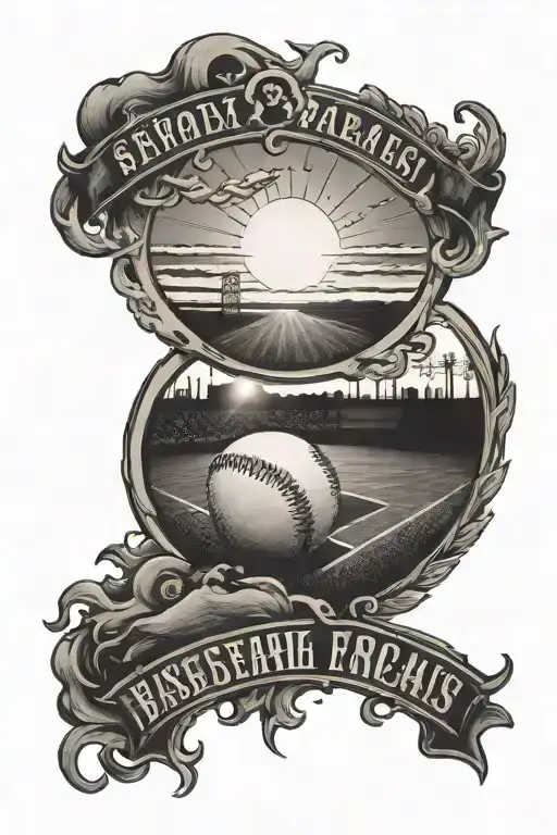 Sun Rising Over A Baseball Field