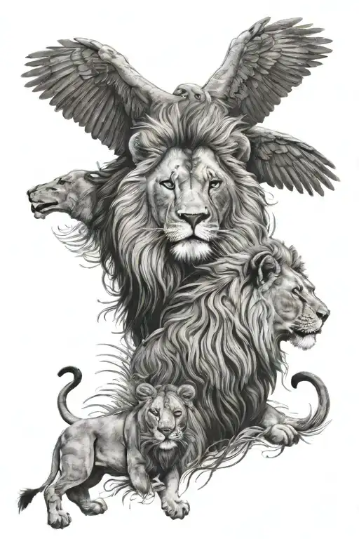Lion And Family