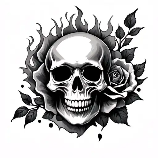 Watch Eye Fire Skull Rose