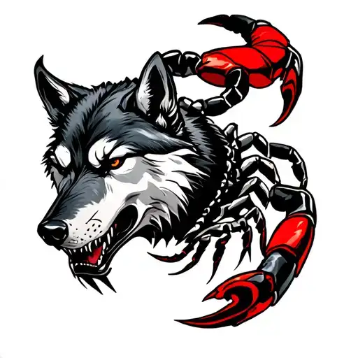 Scorpion With Wolf Head Black Red