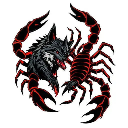 Scorpion And Wolf Black Red