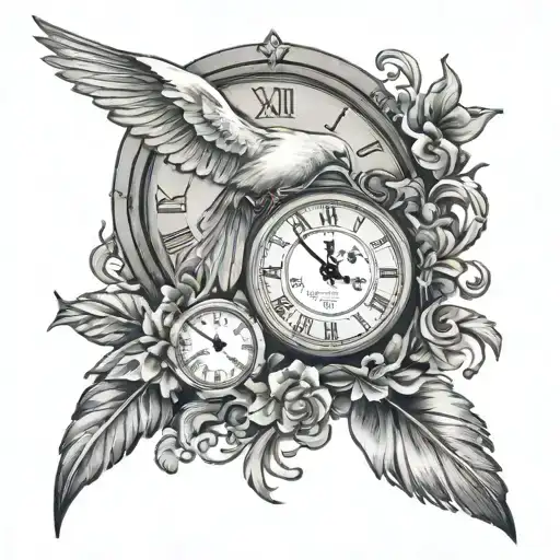Clock And Dove Roman Numerals