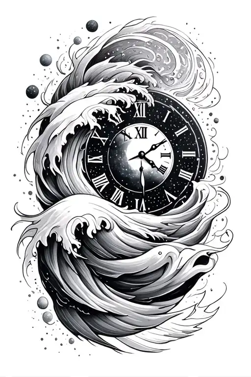 Clock Face Surrounded By Universe Becomes A Wave