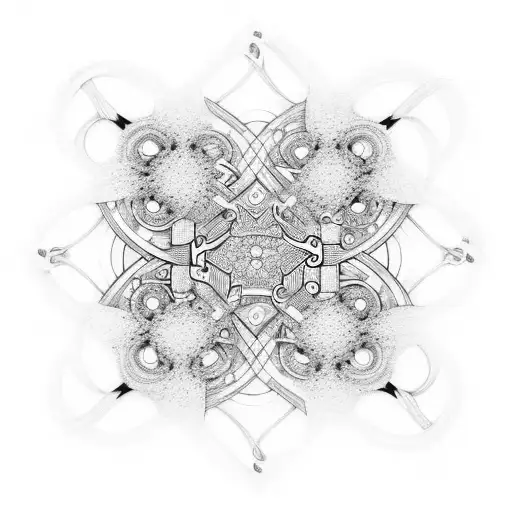 An Abstract Representation Of A Bicycle Chain Forming An Intricate Geometric Pattern