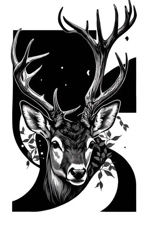 Deer Antlers Intertwined Vines