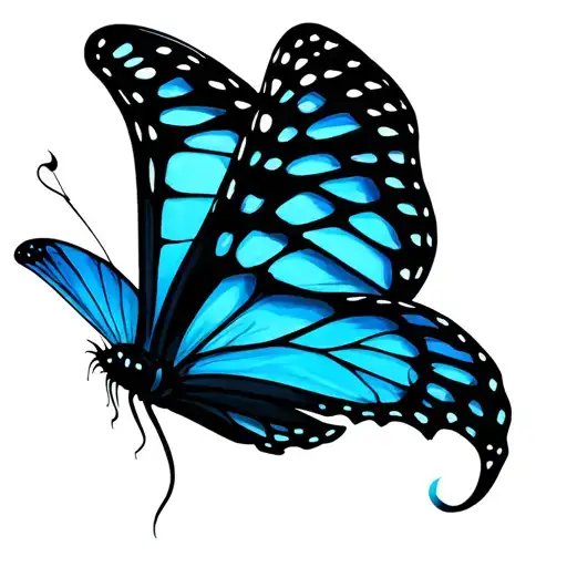 Music And Butterfly's Wings Vivid Blue Color