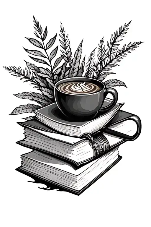 Book With Coffee Cup Surrounded By Plants Or Erbs