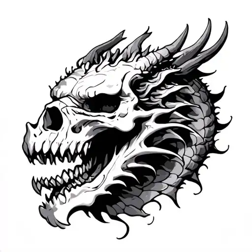 Crazy Skull Tattoo Upper Arm That Is A Dragon