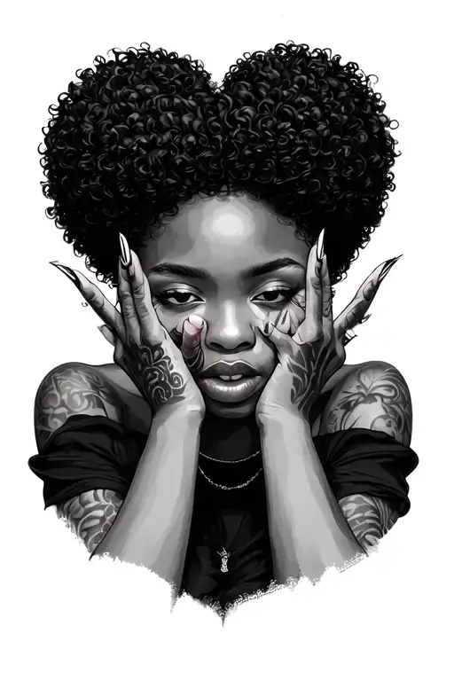 Black Girls Hear No Evil Speak No Evil Long Nails Afro