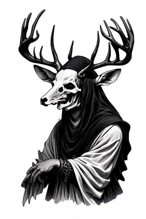 Grim Reaper Holdin Deer Head