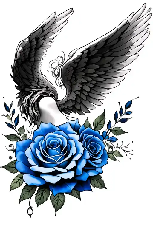 Angel Wings And Blue Roses