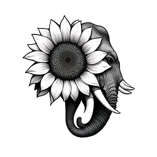 Sunflower And Elephant Head