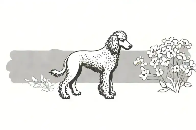 Standard Poodle Dog Silhouette With Dogwood Flowers
