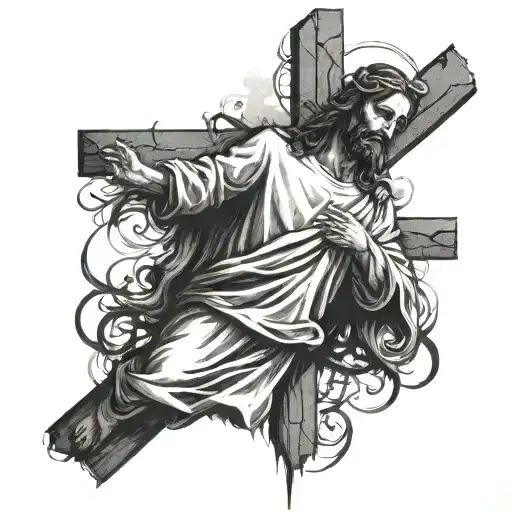 Jesus Silhouette Crarrying A Cross