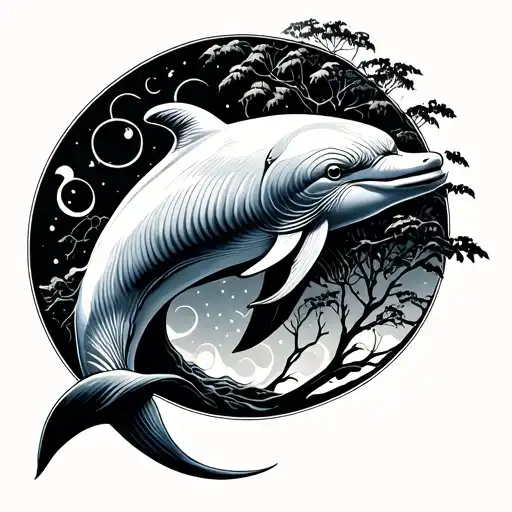 Dolphin And Tree Of Life