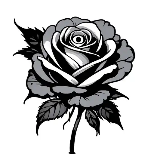 Rose With Calabwra And One Eye At The Top With Tribal