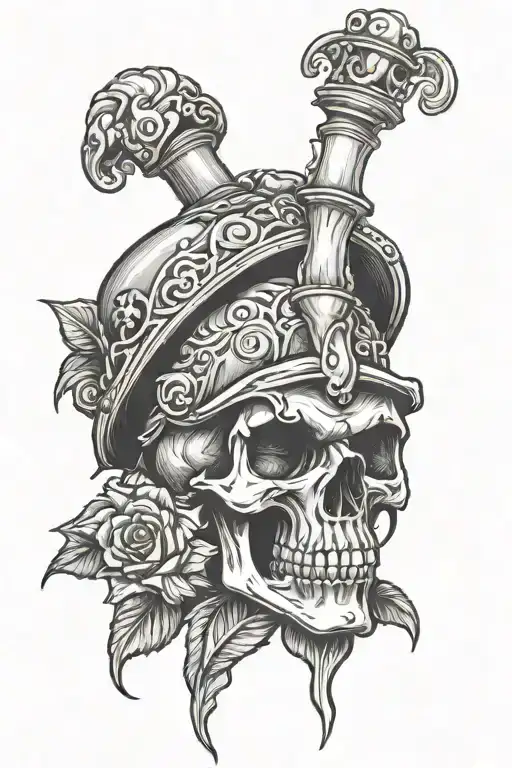 Skull With Candle In Eye Looking