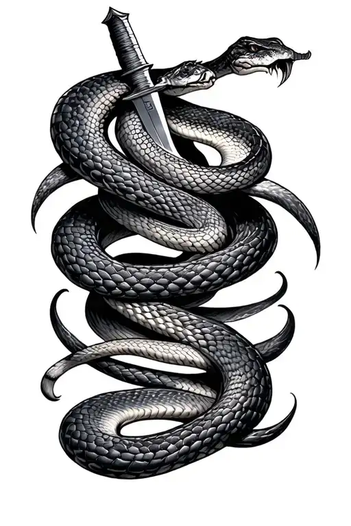 Snake And Long Dagger Wrapped Tightly