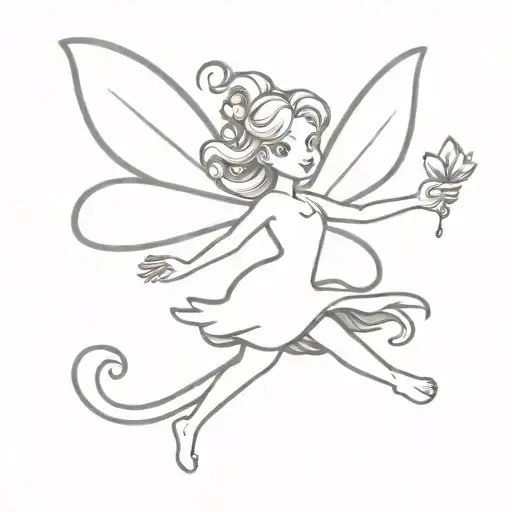 Cartoon Fairy Flying Away