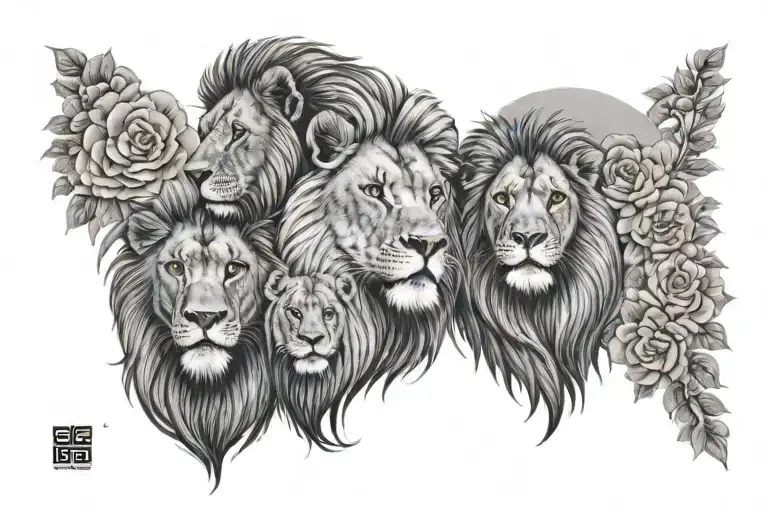 Lion Family Heads For Woman