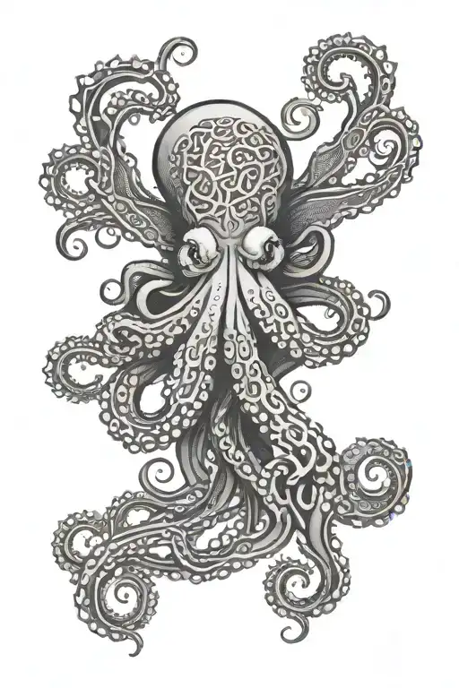 Octopus With Celtic Knot Roots Surrounded