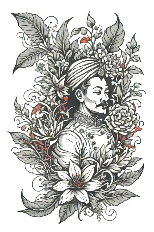 Red Dhili And Weeds In Thailand Style Tattoo With Chef Ideas