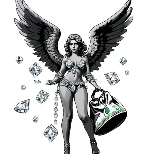Urban Angel With Diamonds With Money Bag