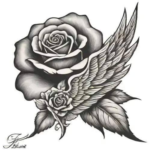 Angel Wing And Rose