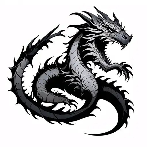Cyber Sigilism Dragon Sleeve Tattoo