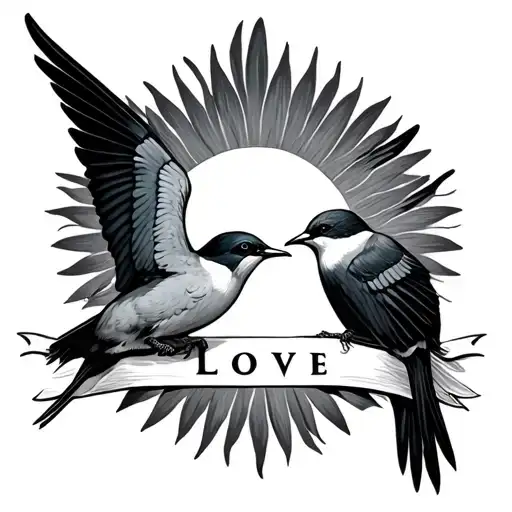 Two Swallows With A Bottom Sun And The Eternal Word Love