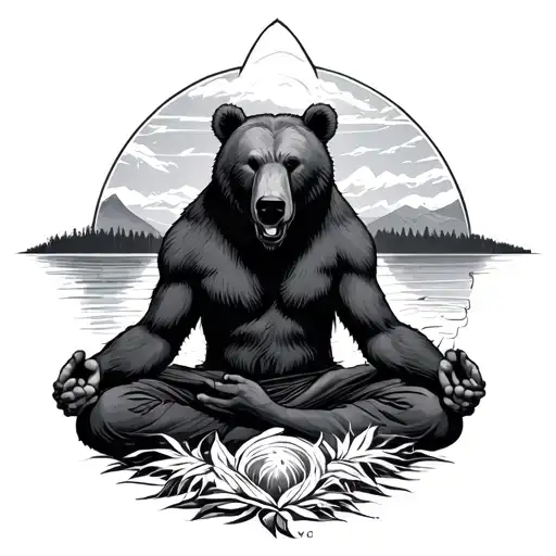Man Meditation With Bear In The Back