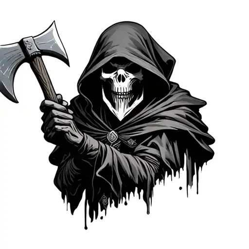 Reaper Holding An Axe Hand Drawn
