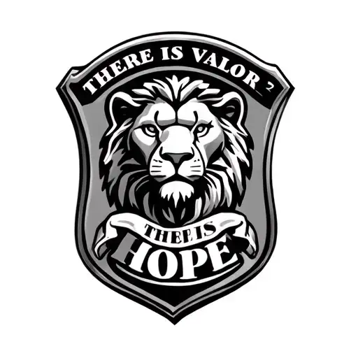 Police Lion Memorial In Valor There Is Hope Holding Badge