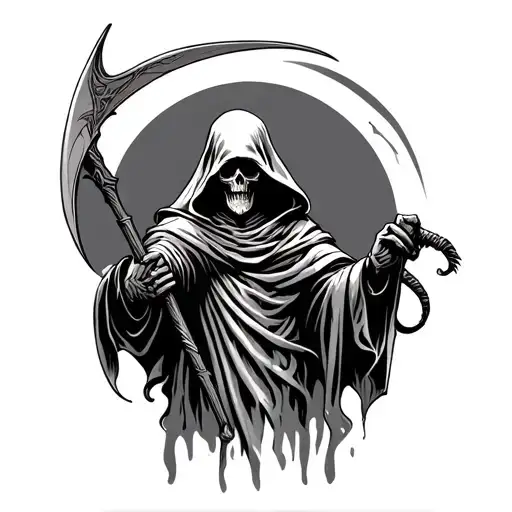 Grim Reaper Holding A Scythe