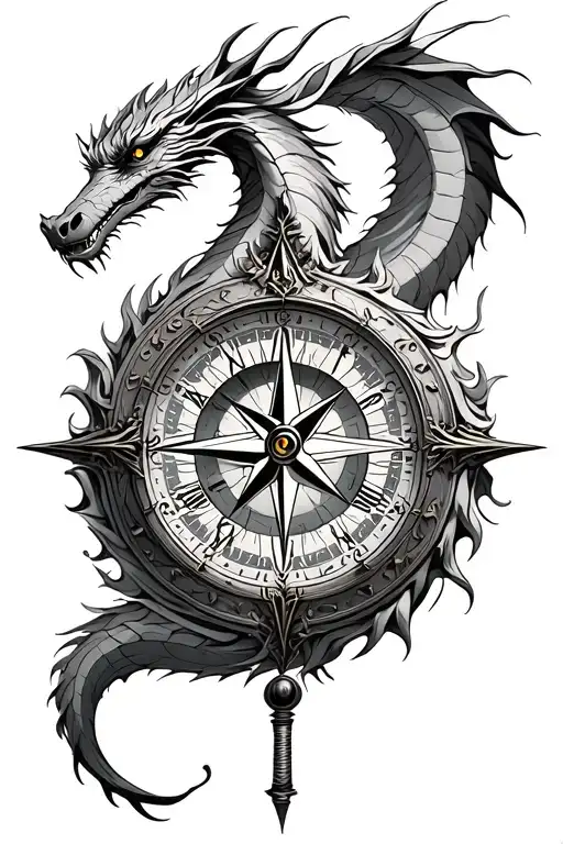 Compass Dragon Clock