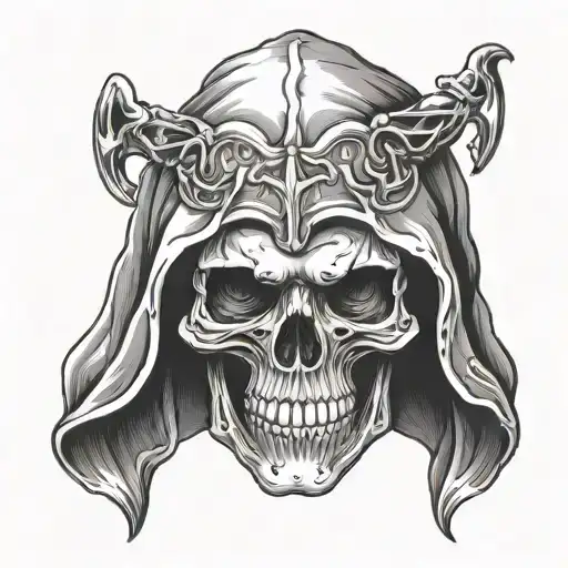 Skull With Hood On