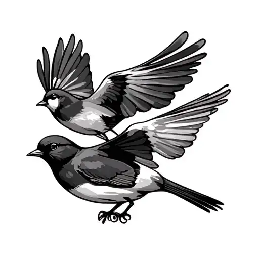 Three Little Birds Flying In The Sky