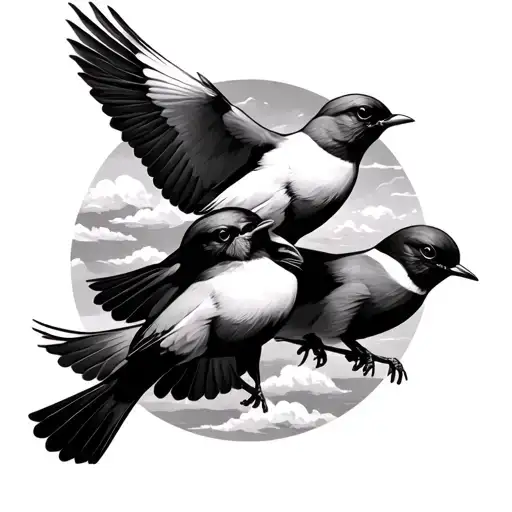 Three Little Birds Flying In The Sky